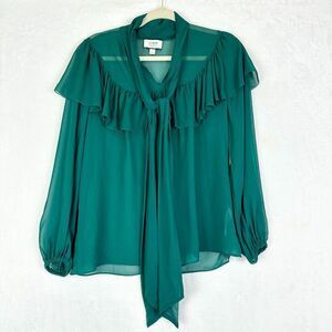 J.Crew Collection Tie Neck Silk Chiffon Top Size Small Sheer